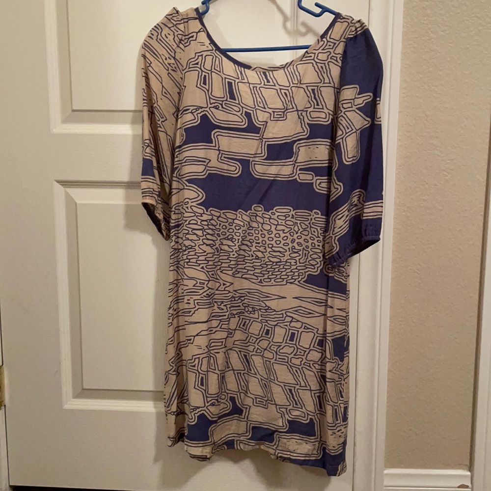 Fab’rik boutique unique dress blue beige modern